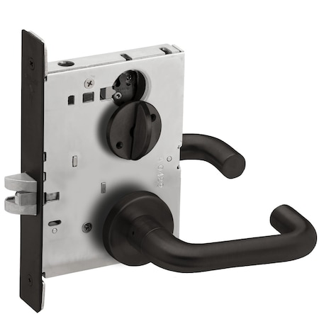 Schlage Grade 1 Bed Bathroom Privacy Mortise Lock, 03 Lever, A Rose, Flat Black Coated , Field Reversible L9040 03A 622